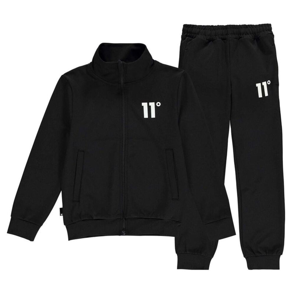 11 Degrees Childrens/Kids Full Zip Long-Sleeved Tracksuit / Black
